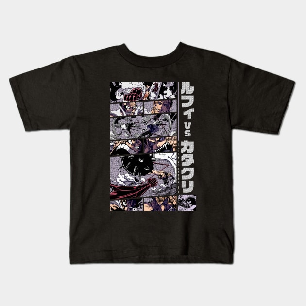 SHOWDOWN IN MIRROR WORLD | LUFFY VS KATAKURI | VARIANT Kids T-Shirt by Black Kitsune Argentina